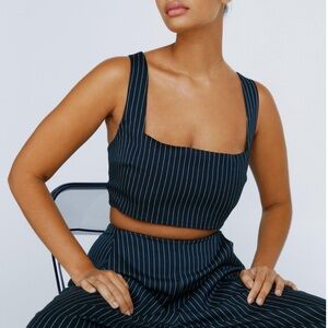 Nasty Gal Navy Pin Stripe Bralette